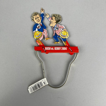 Kerry vs Bush 2004 Political Tin Puppet Toy Hand Squeezer