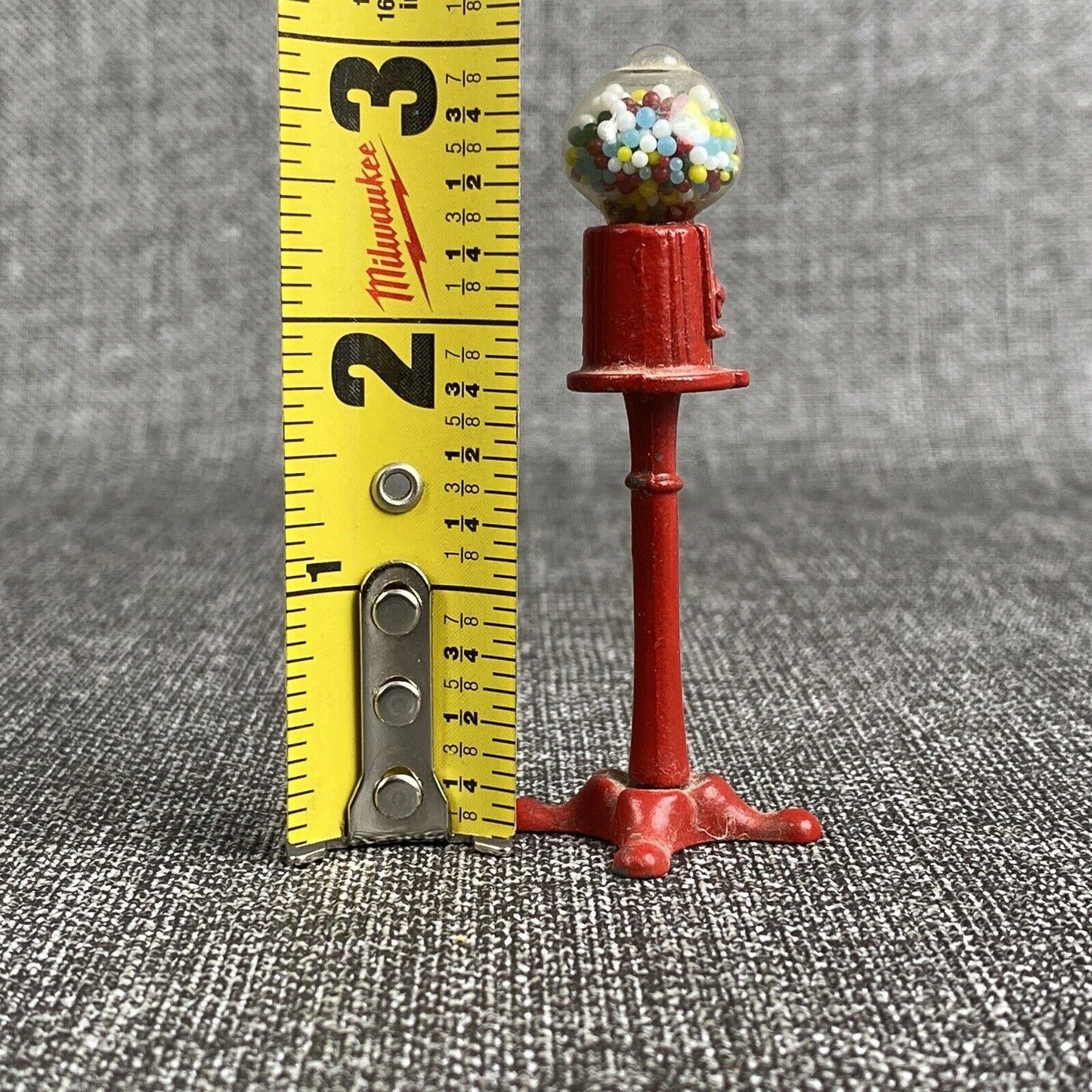 Dollhouse Miniature Gumball Machine Bubblegum Cast Metal Red 3" tall