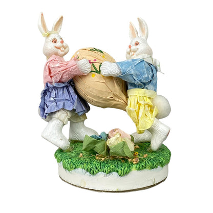 Paper Easter Decoration with two Bunny Rabbits and one Egg Figurine