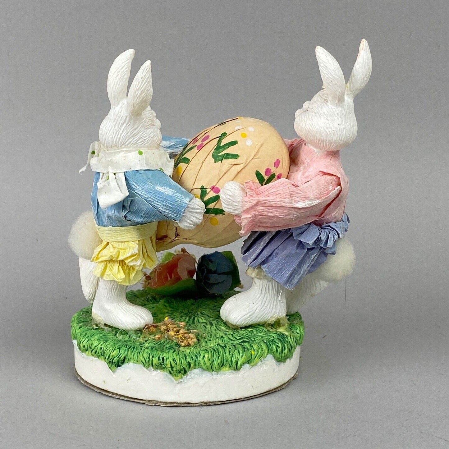 Paper Easter Decoration with two Bunny Rabbits and one Egg Figurine