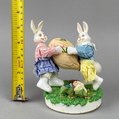 Paper Easter Decoration with two Bunny Rabbits and one Egg Figurine