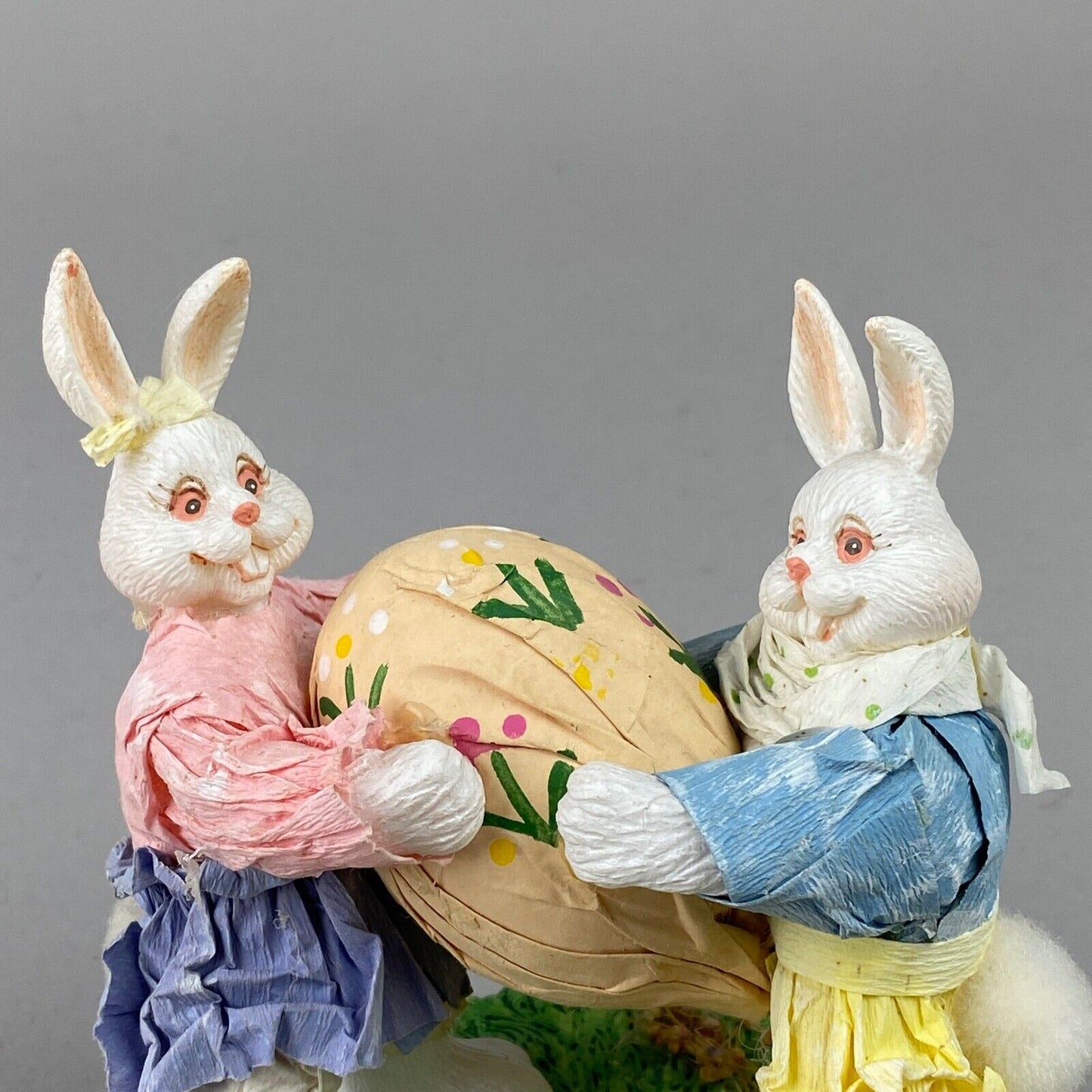 Paper Easter Decoration with two Bunny Rabbits and one Egg Figurine