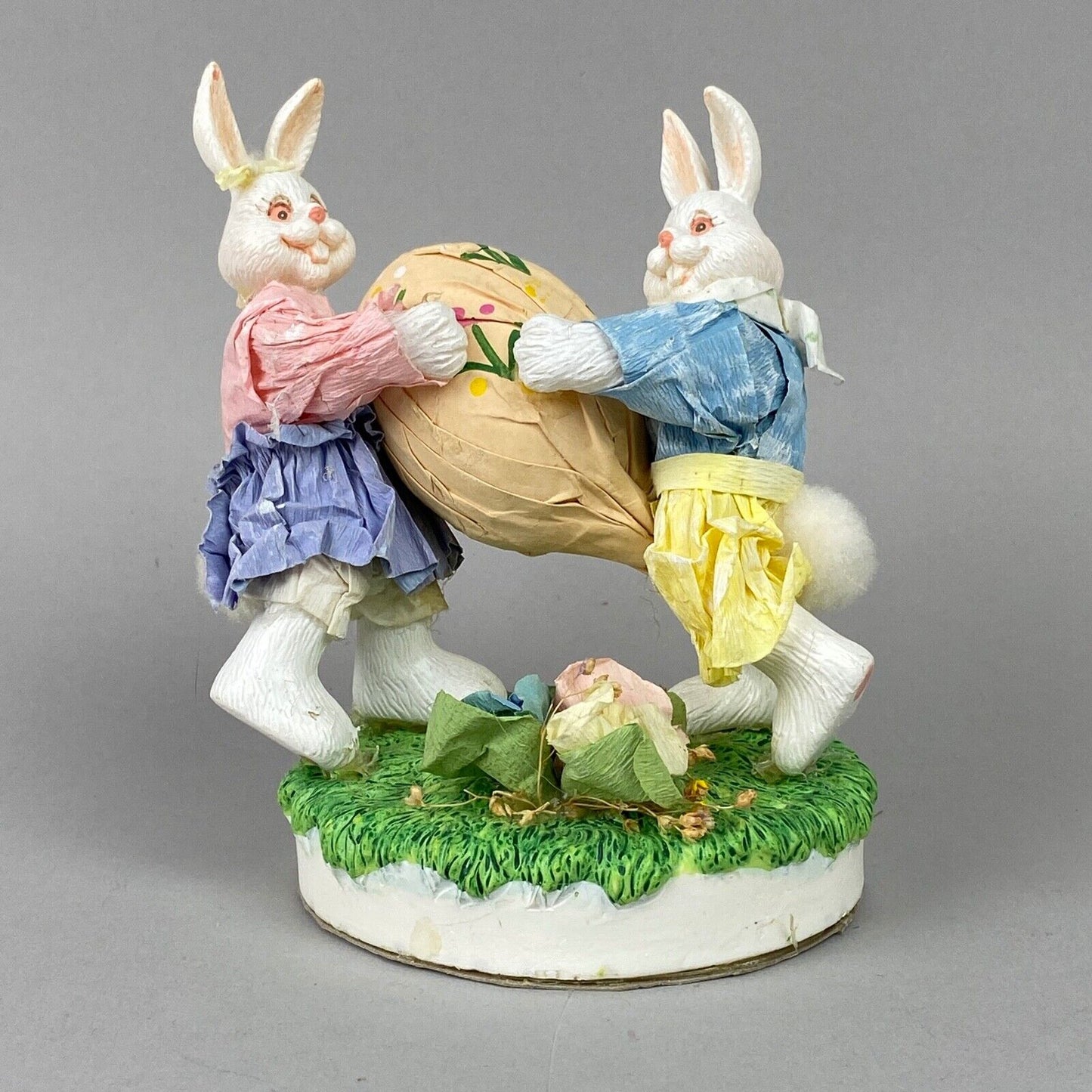 Paper Easter Decoration with two Bunny Rabbits and one Egg Figurine