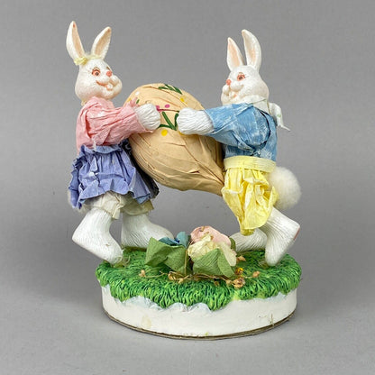 Paper Easter Decoration with two Bunny Rabbits and one Egg Figurine