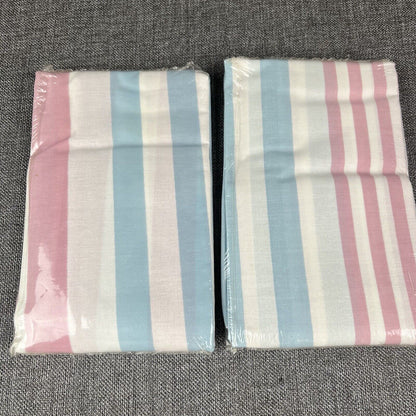 Vintage Pair of Basics King Pillow Cases with Stripes 20"x 40" for 20x36 Pillow