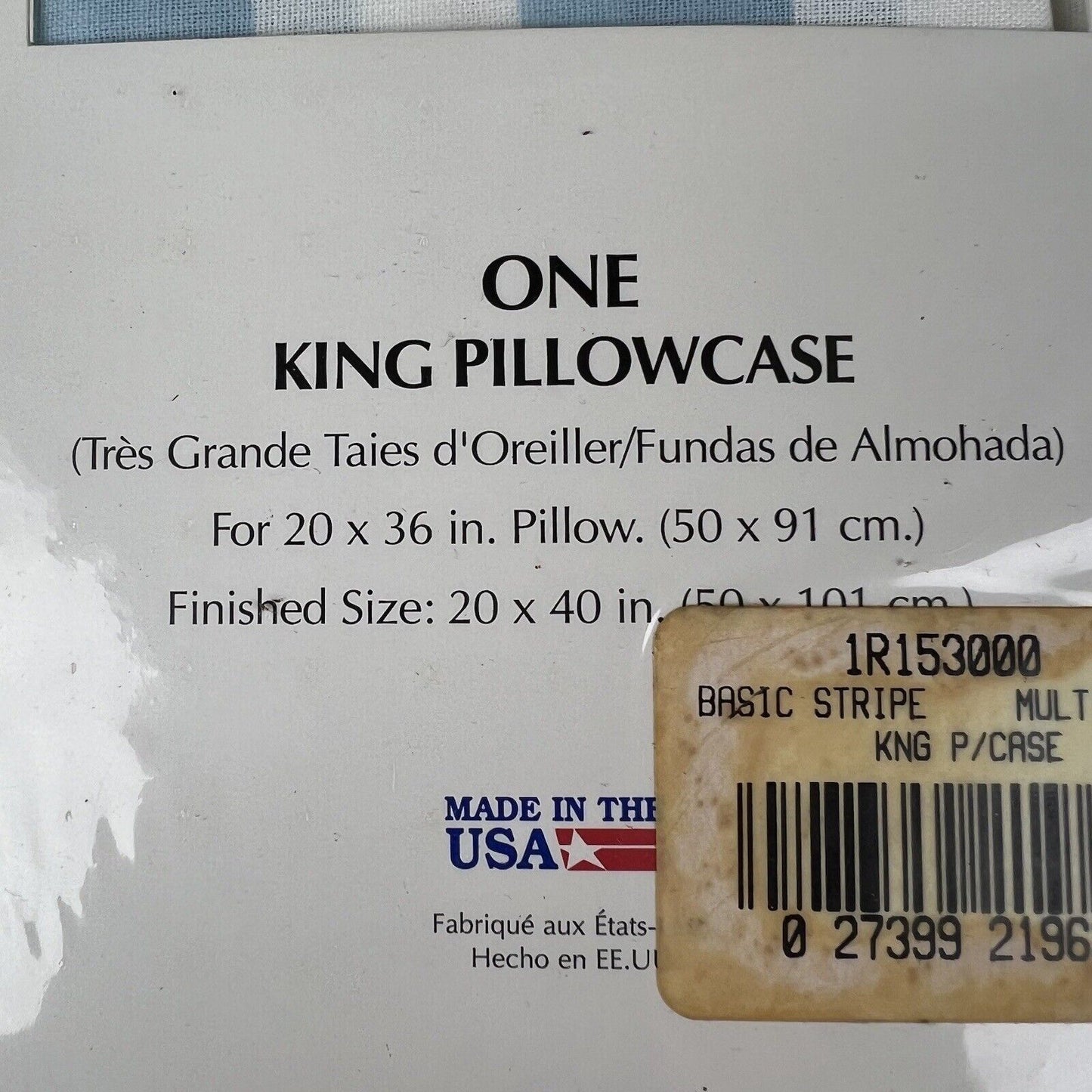 Vintage Pair of Basics King Pillow Cases with Stripes 20"x 40" for 20x36 Pillow