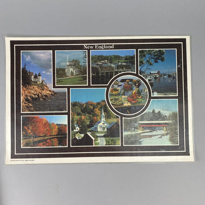 Set of 4 New England Theme Placemats with Front and Back Photos