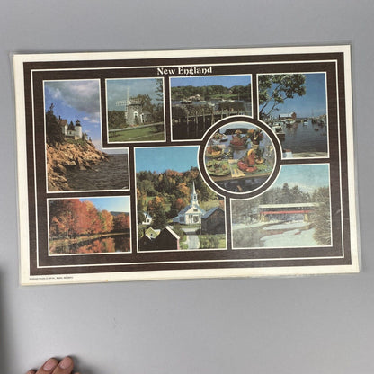 Set of 4 New England Theme Placemats with Front and Back Photos