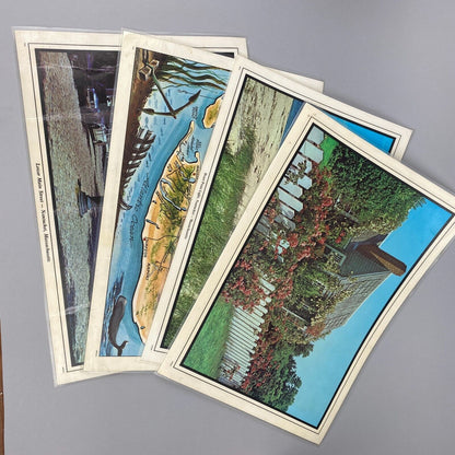 Set of 4 New England Theme Placemats with Front and Back Photos