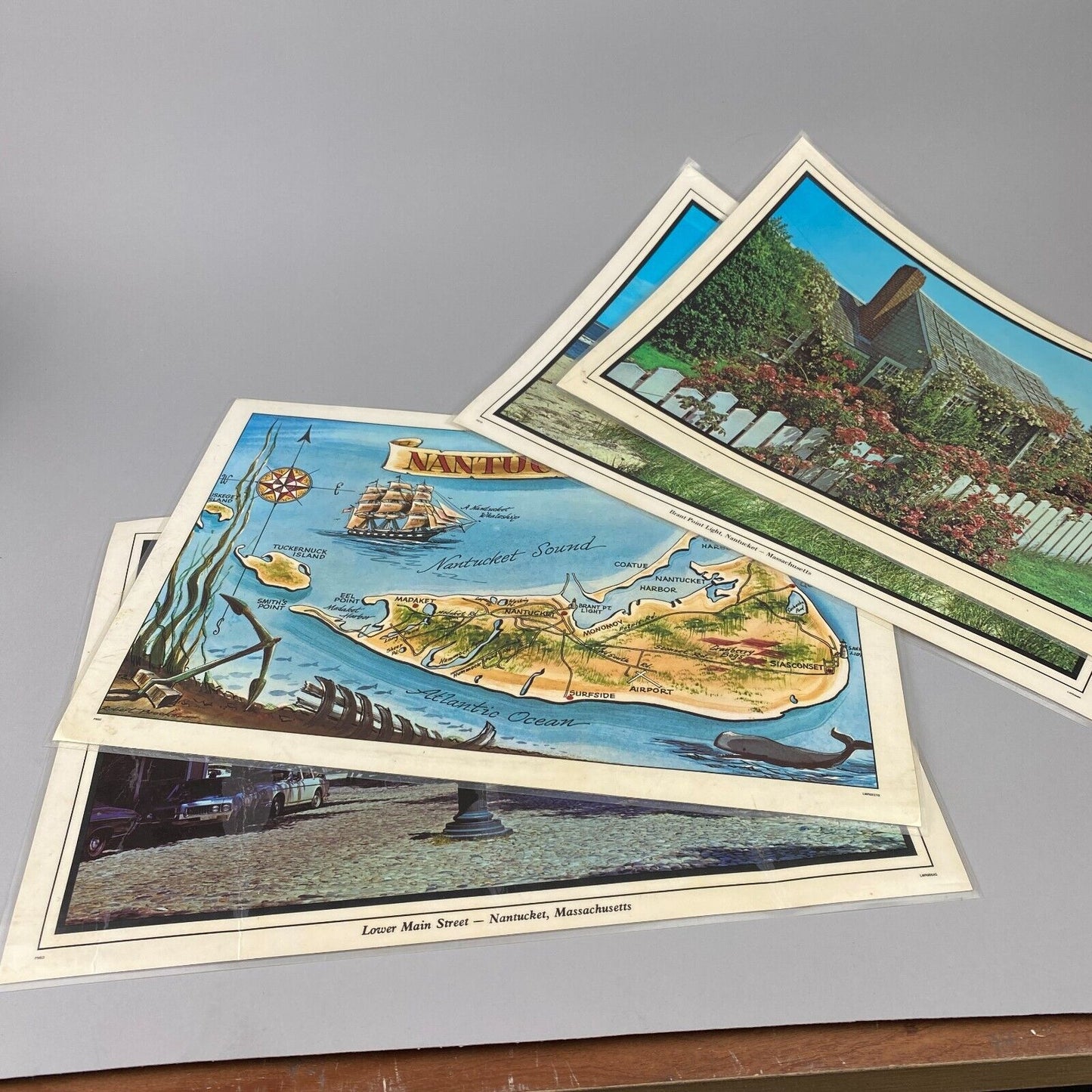 Set of 4 New England Theme Placemats with Front and Back Photos