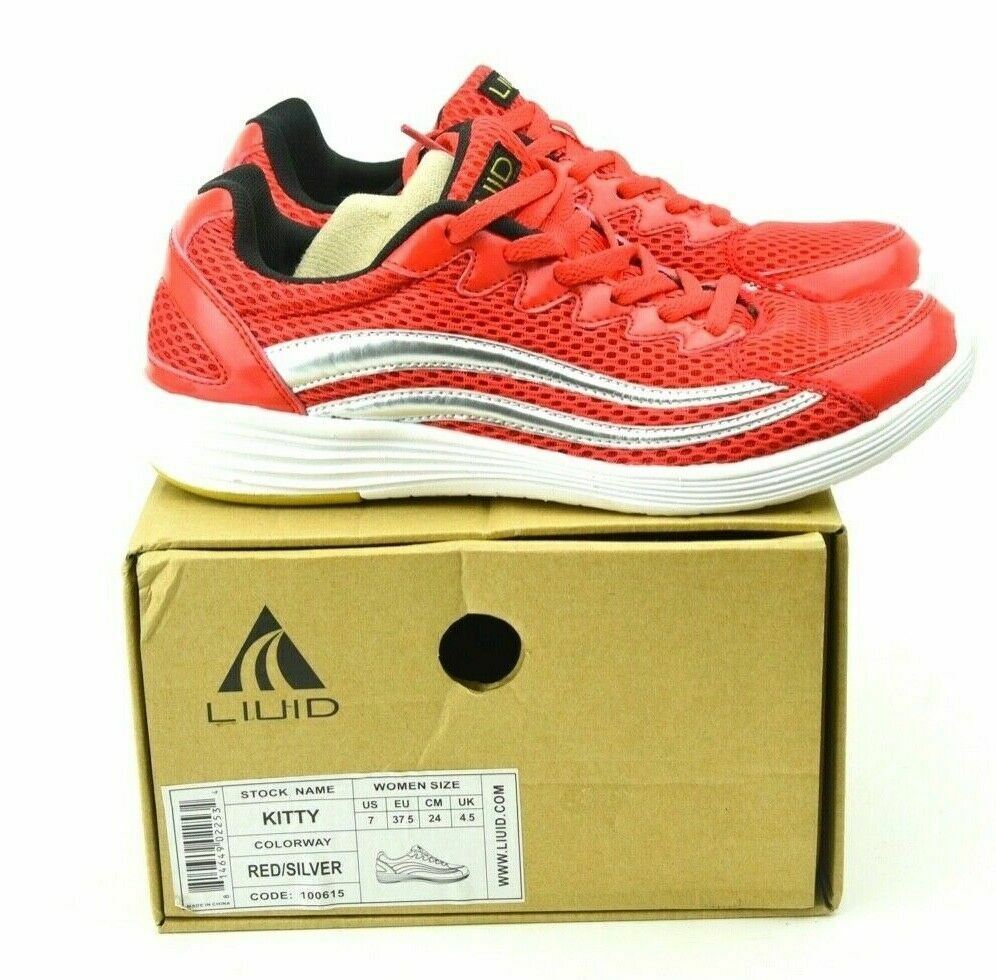 NEW Womens 7 M LIUID Alicia Red/Silver Lightweight Running Shoes Walking Soft