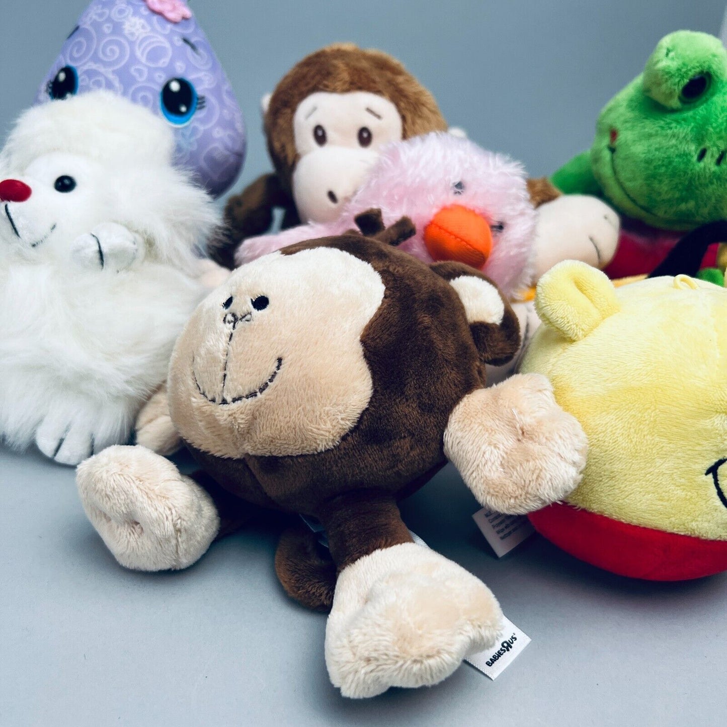 Set of 9 Stuffed Animals Bunny, Monkey, Winnie the Pooh, Pluto, Frog, Dinosaur..