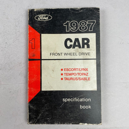 1987 Ford Specification Book, Car Front Wheel Drive, Escort, Tempo, Taurus