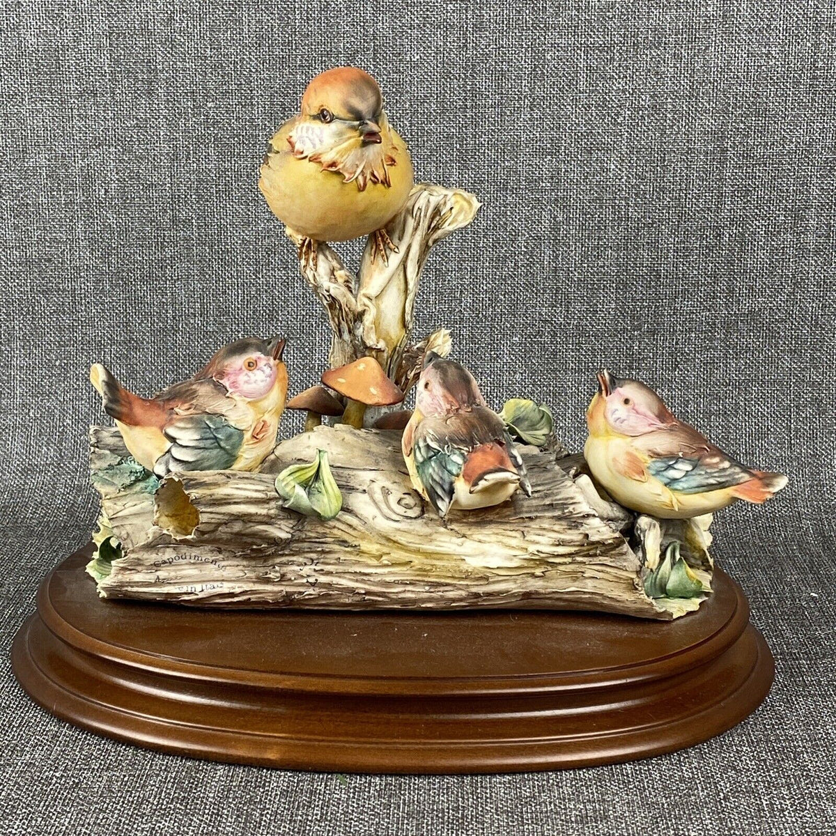 Vintage Italian Capodimonte Hand Painted Bisque Porcelain Mama Birds (Italy)