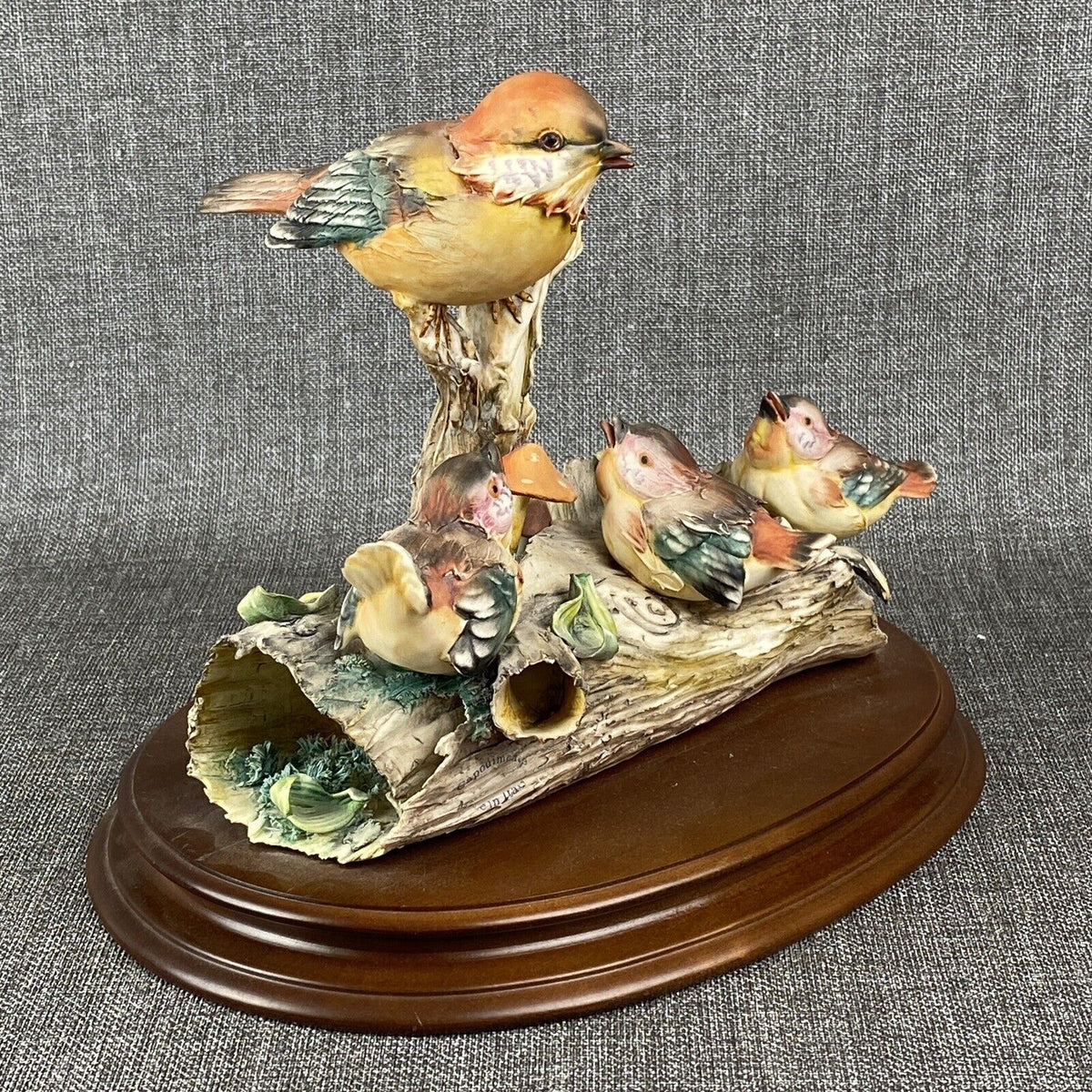 Vintage Italian Capodimonte Hand Painted Bisque Porcelain Mama Birds (Italy)