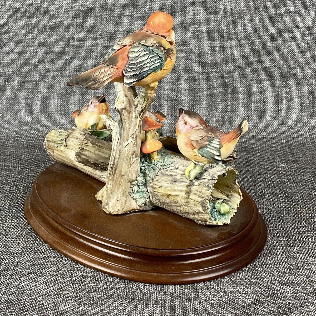 Vintage Italian Capodimonte Hand Painted Bisque Porcelain Mama Birds (Italy)