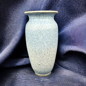 Vintage 1908s SIGNED Pottery Vase 9" Tall Blue and Cream Color