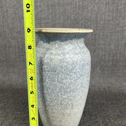 Vintage 1908s SIGNED Pottery Vase 9" Tall Blue and Cream Color