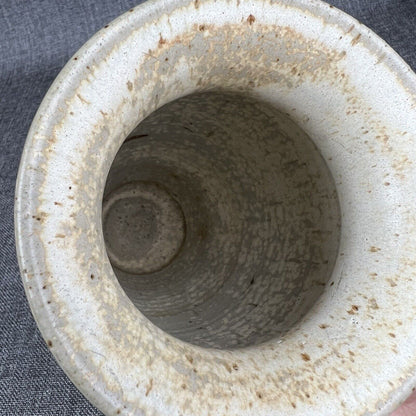Vintage 1908s SIGNED Pottery Vase 9" Tall Blue and Cream Color