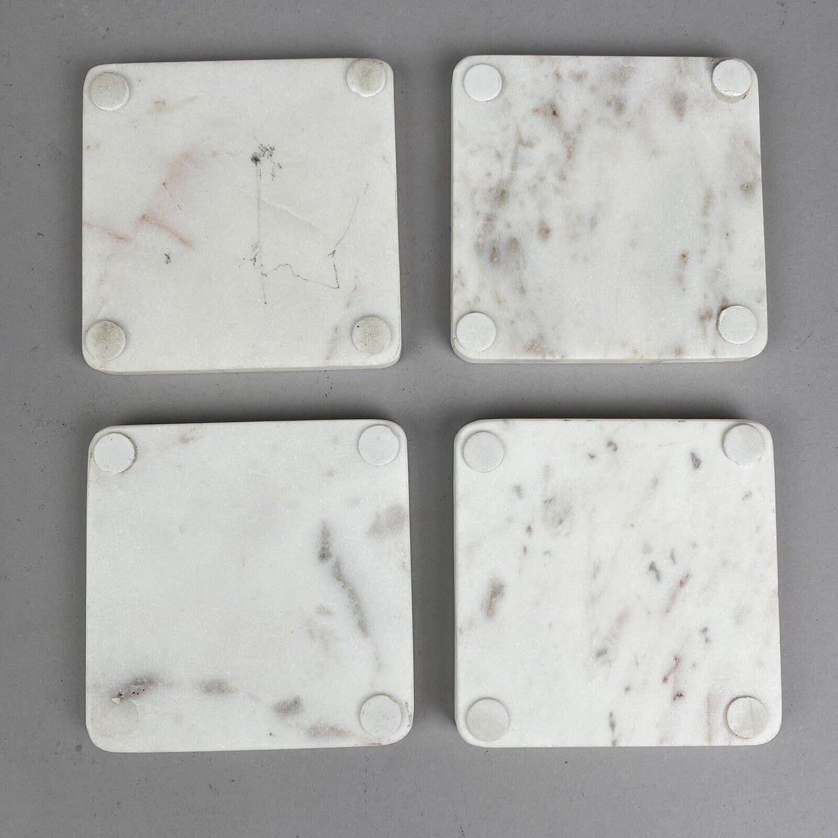 4-Piece white Marble Coasters with letter P , 4" square