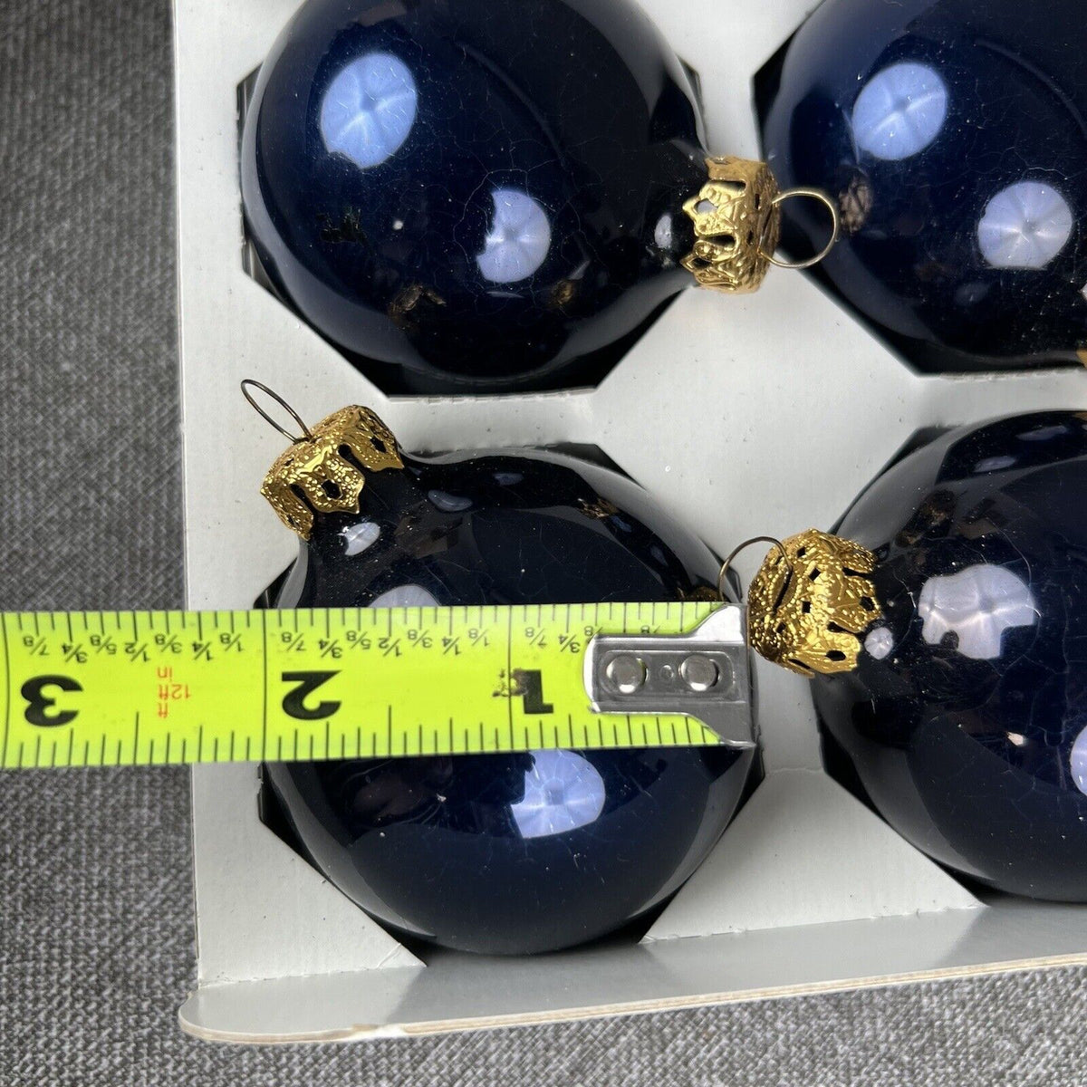 Victoria Collection Christmas Ornaments Blue Glass Balls 2" Made in USA