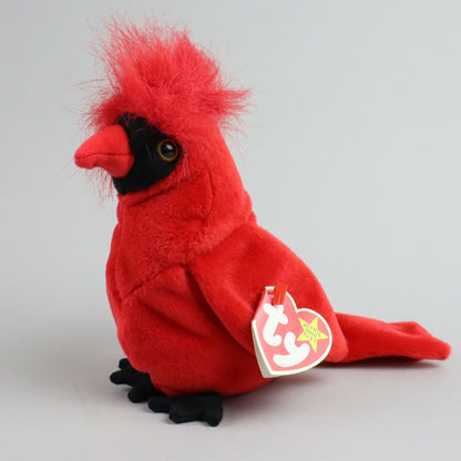 Mac Cardinal Bird, Vintage TY Beanie Baby Original 1998,  Plush Stuffed Animal