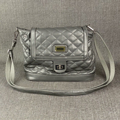 Catherine Malandrino Satchel Purse Faux Leather Handbag Gray