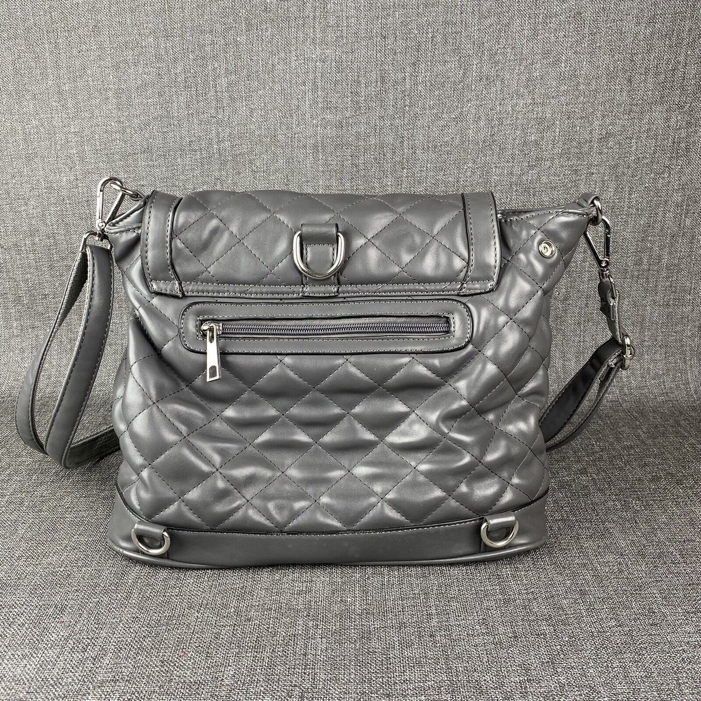 Catherine Malandrino Satchel Purse Faux Leather Handbag Gray