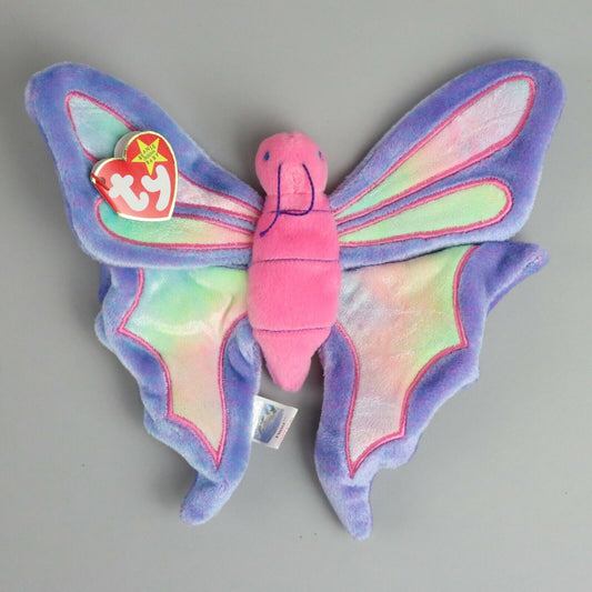 Vintage TY Beanie Baby Original 1998, Flitter Butterfly, Plush Stuffed Animal 9"