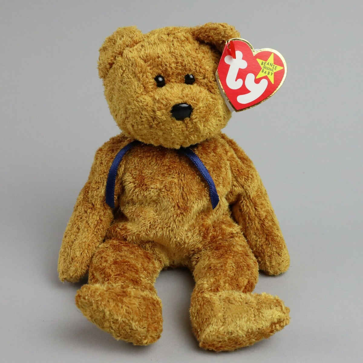 Vintage TY Beanie Baby Original 1998, Fuzz Bear, Plush Stuffed Animal - 6", Mint