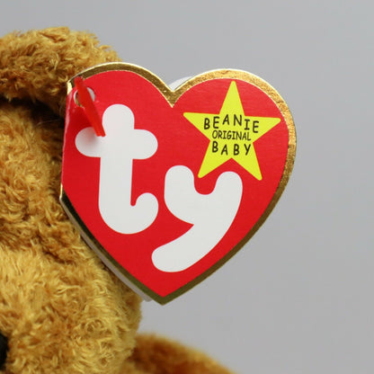 Vintage TY Beanie Baby Original 1998, Fuzz Bear, Plush Stuffed Animal - 6", Mint