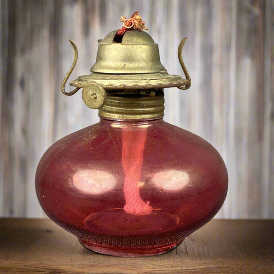 Cranberry Glass Oil Lamp Base