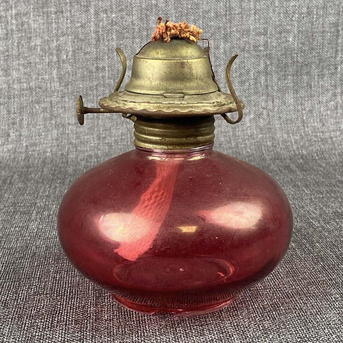 Cranberry Glass Oil Lamp Base