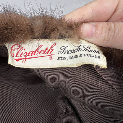 1950's Elizabeth French Room Stix Baer & Fuller Women's Brown Mink Hat