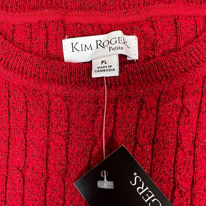 Tag Attached - Kim Rogers Red Sweater, Sparkly Petite Size Large