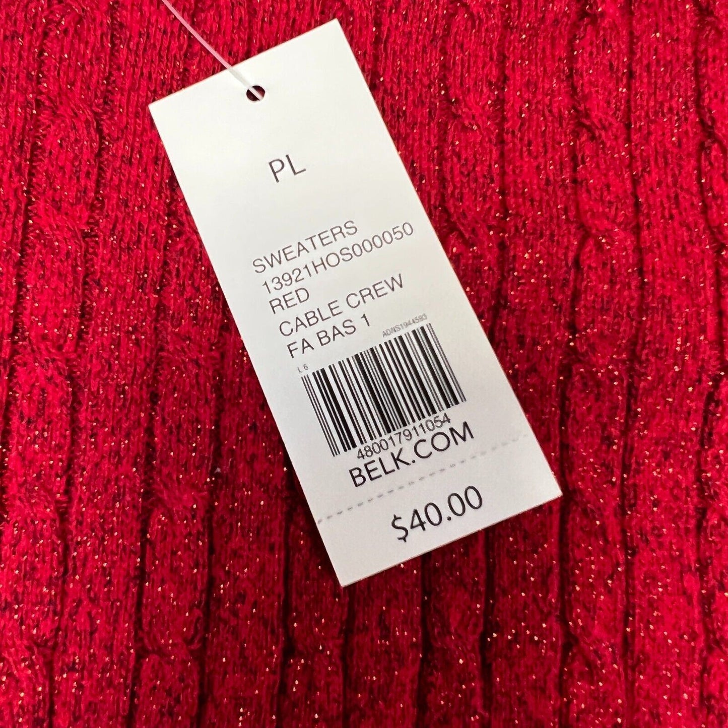 Tag Attached - Kim Rogers Red Sweater, Sparkly Petite Size Large