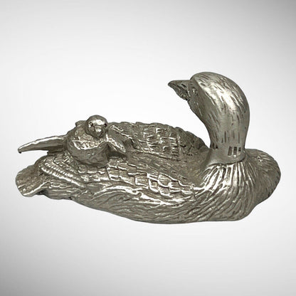 Duck and Baby Pewter Figurine - Sparta Pewter Canada - Miniature 2"