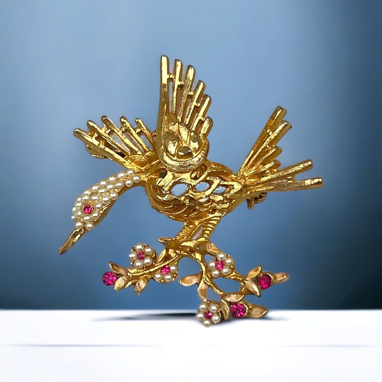 BSK Gold Colored Filigree Hardware Brooch Bird on a Branch -Benny,Slovitt, Kaslo