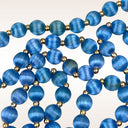 Vintage Blue Thread Wrapped Bead Necklace Gold Tone Accent Beads 31"