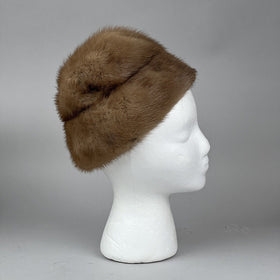 1950's Francios Paris New York Pillbox Brown Mink Hat from Sweden