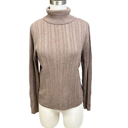 Tablots 100% Cotton, Beige Turtleneck Sweater, Size Medium