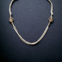 Vintage Costume Jewelry Necklace on Silver Tone Chain with Clear Balls 29"