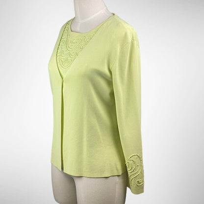 Twin Sweater Set Green Beaded Top with  PL (Petite Large)