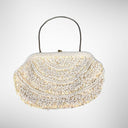 Cream Sequin Beaded Purse Evening Bag Clutch Vintage