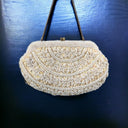 Cream Sequin Beaded Purse Evening Bag Clutch Vintage