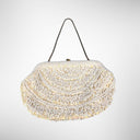 Cream Sequin Beaded Purse Evening Bag Clutch Vintage