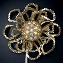 Sarah Coventry Flower Brooch Rhinestones 3 3/4" Long