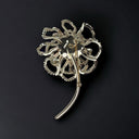 Sarah Coventry Flower Brooch Rhinestones 3 3/4" Long