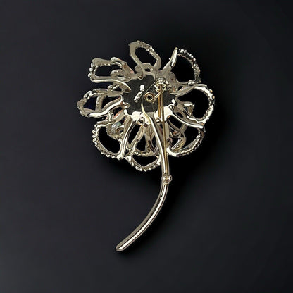 Sarah Coventry Flower Brooch Rhinestones 3 3/4" Long