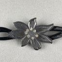 Antique Floral Brooch Black Old Plastic 3" Long